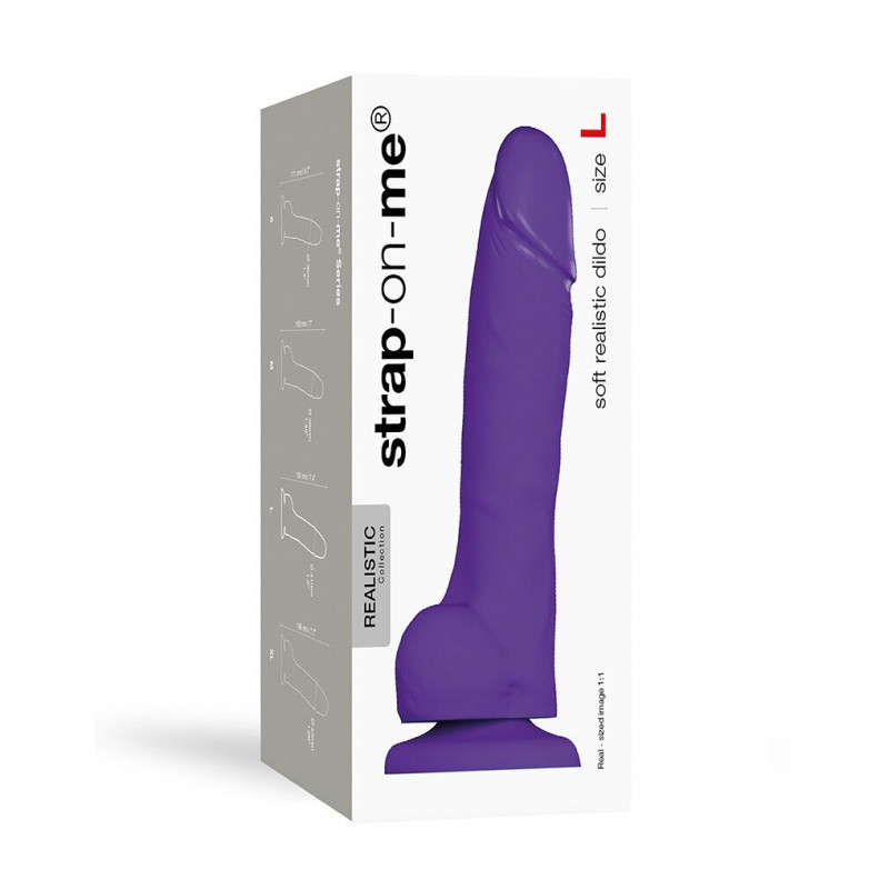 Упаковка фалоімітатора Strap-On-Me SOFT REALISTIC DILDO Violet - L, брендована коробка