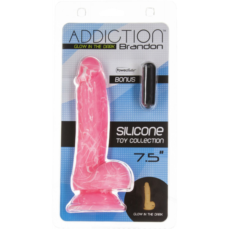Фалоімітатор ADDICTION BRANDON 7.5 G.I.D. 19 см, загальний вигляд, рожевий колір