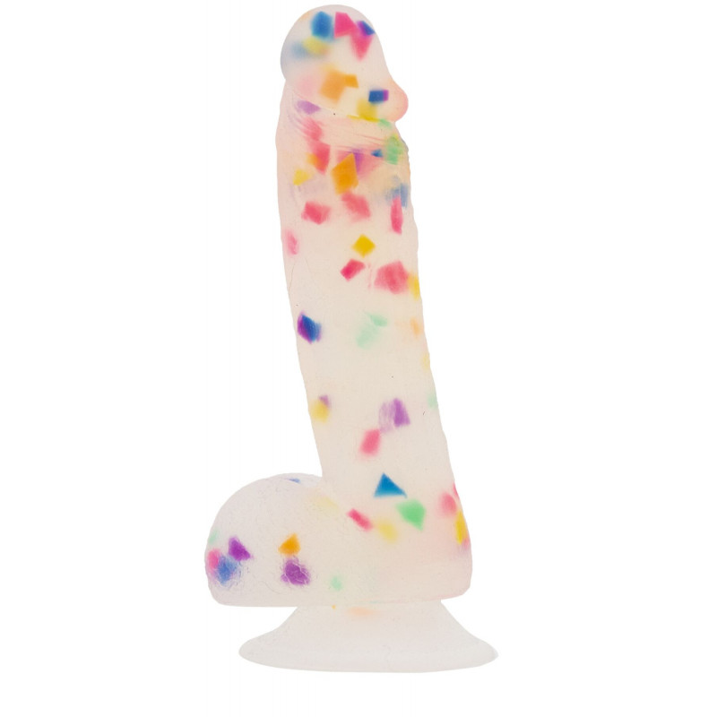 Фалоімітатор ADDICTION PARTY MARTY 7.5″ FROST & CONFETTI, 19 см, силікон - вид збоку