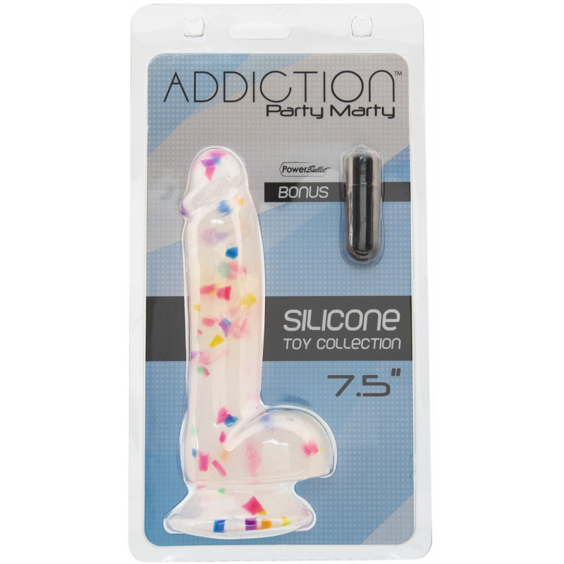 Деталізація головки фалоімітатора ADDICTION PARTY MARTY 7.5″ FROST & CONFETTI, 19 см, силікон