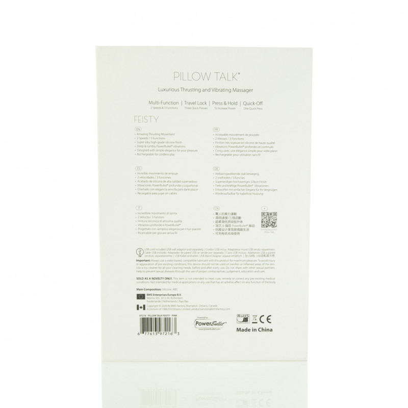 Комплектація вібратора Pillow Talk Feisty Thrusting Teal: сам пристрій, кабель, інструкція