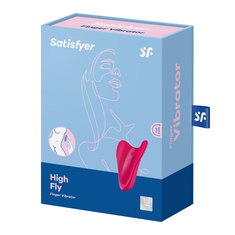 Червоний вібратор Satisfyer High Fly в дії, що демонструє його форму