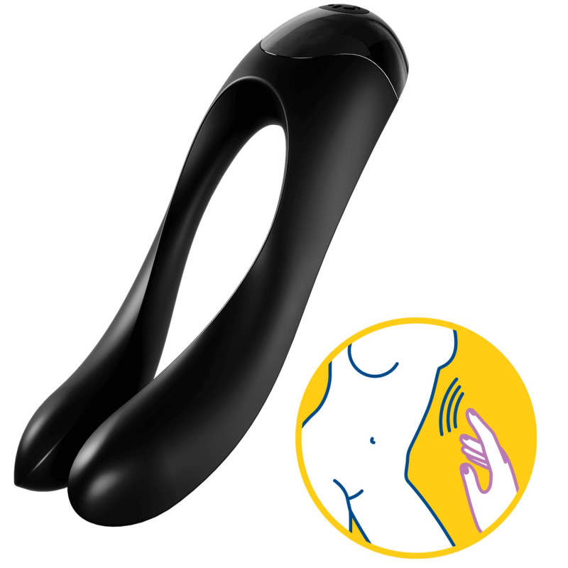 Satisfyer Candy Cane Black - вібратор на палець в дії
