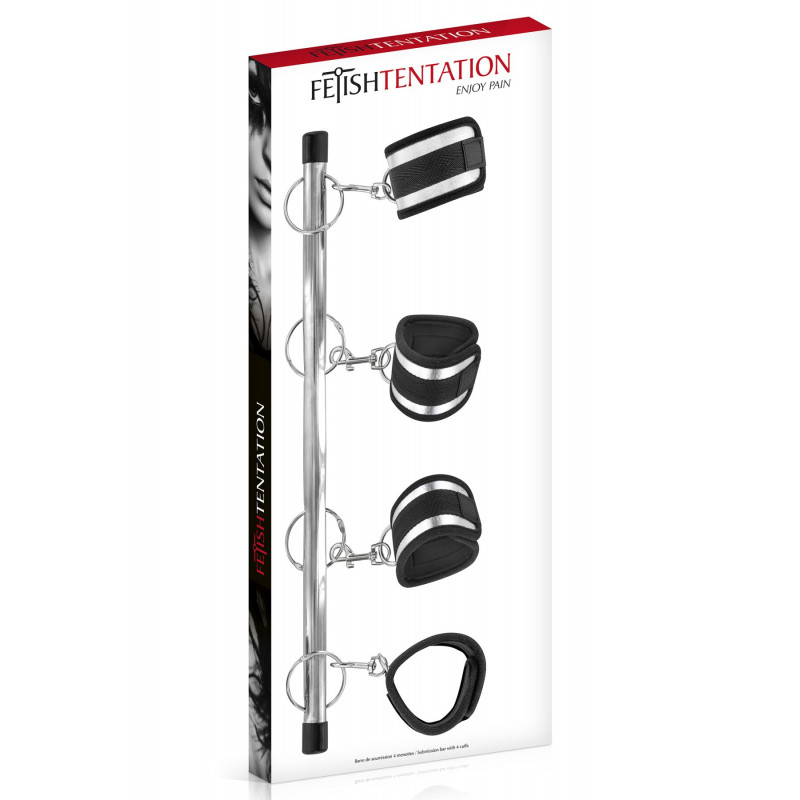 Розкішна упаковка фіксатора для рук і ніг Fetish Tentation Submission Bar, що підкреслює преміальність продукту