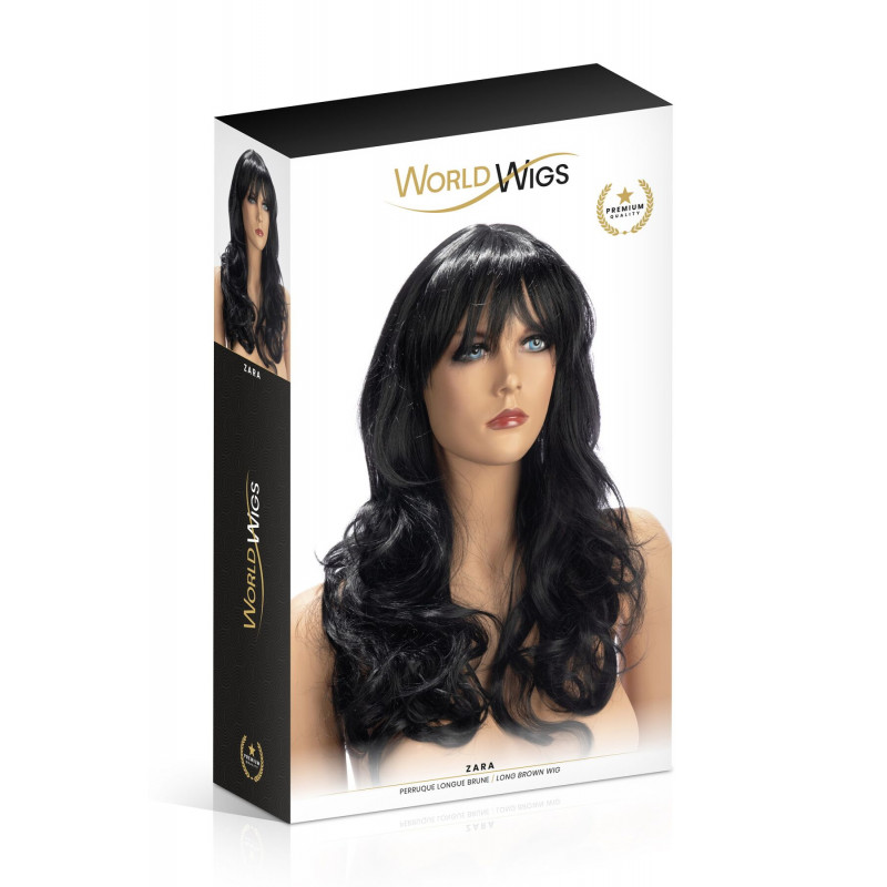 Перука World Wigs ZARA LONG BROWN - детальний вигляд збоку, текстура волосся, якісне виготовлення