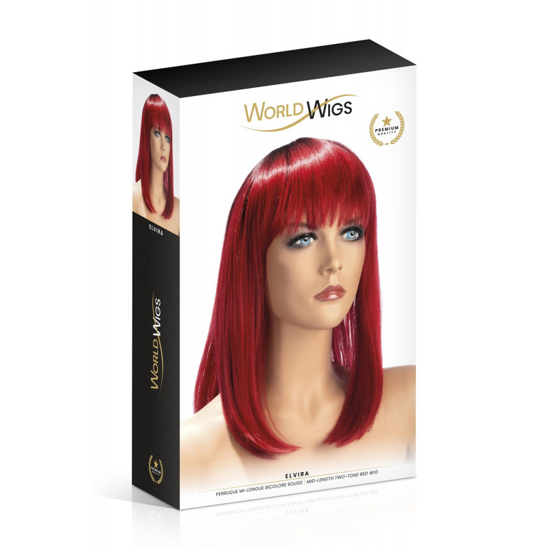 Перука World Wigs ELVIRA двоколірна червона, вид збоку