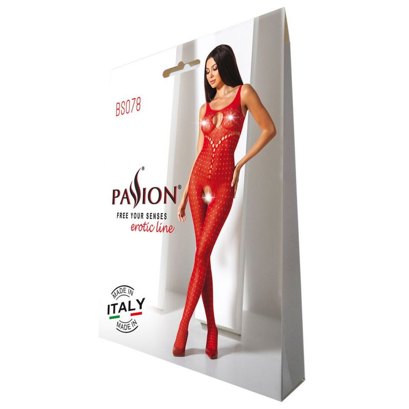 Бодістокінг Passion BS078 red – вигляд ззаду, демонструючи елегантність