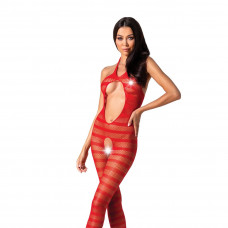 Сетчатый бодистокинг с открытым животом Passion BS081 red — Keks-Hub