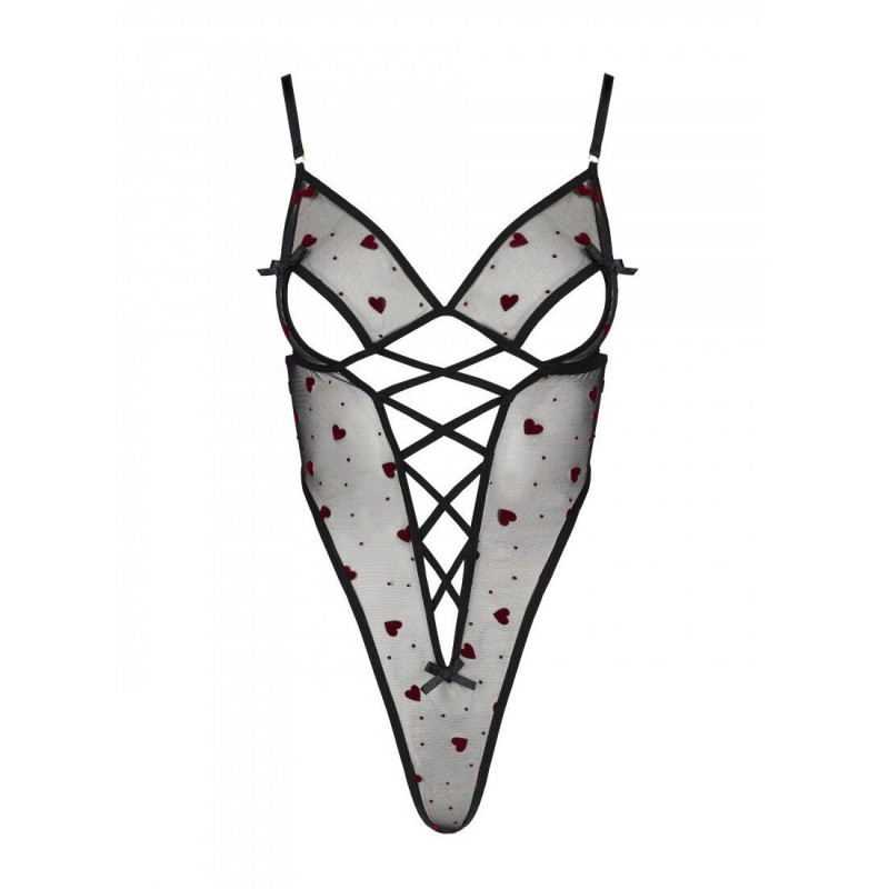 Чорний боді Passion LOVELIA BODY L/XL, спинка з елементами дизайну