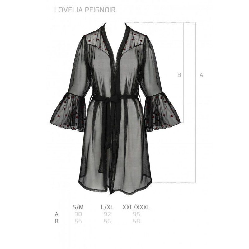 Деталі рукавів пеньюара Passion LOVELIA PEIGNOIR XXL/XXXL чорний