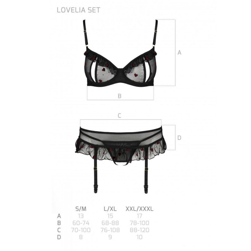 Червоні панчохи (не входять до комплекту) з чорним комплектом Passion LOVELIA SET L/XL – для демонстрації