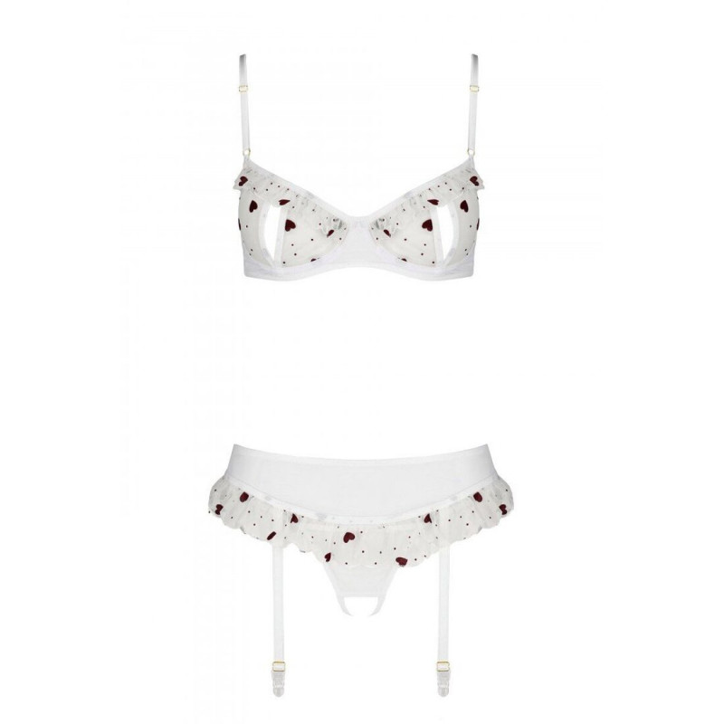 Текстура мережива білого комплекту Passion LOVELIA SET S/M