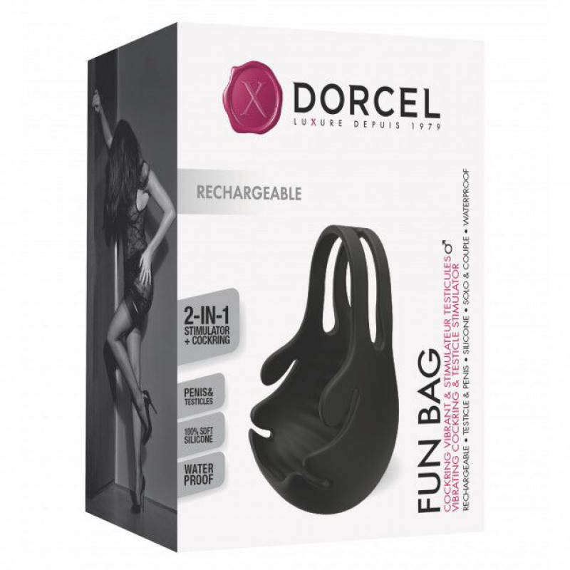Комплектація ерекційного кільця Dorcel FUN BAG: кільце, кабель для зарядки