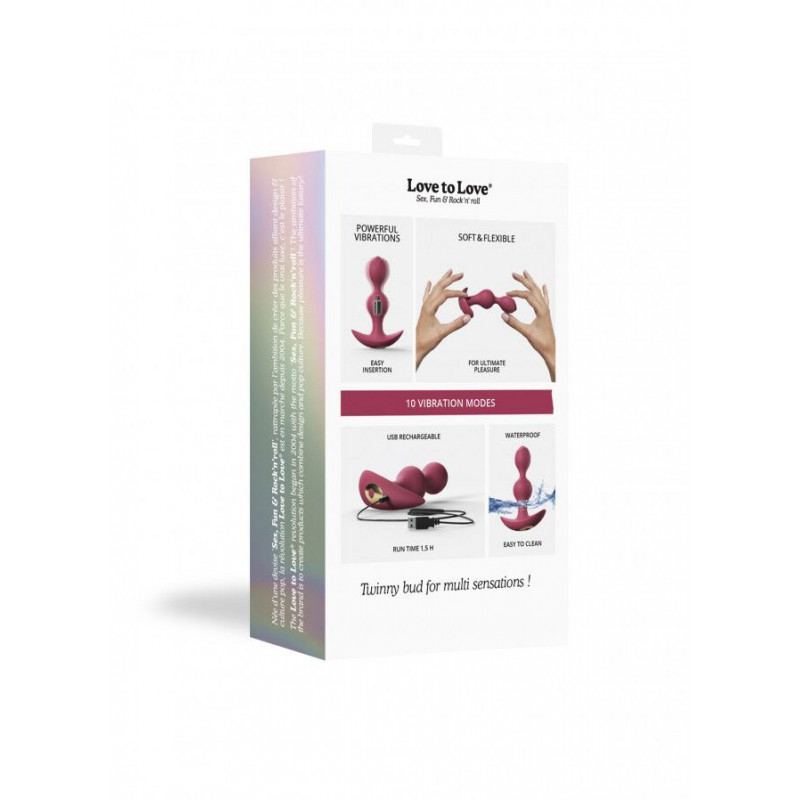 Анальний стимулятор Love To Love TWINNY BUD, сливовий, гнучкість та вібрація