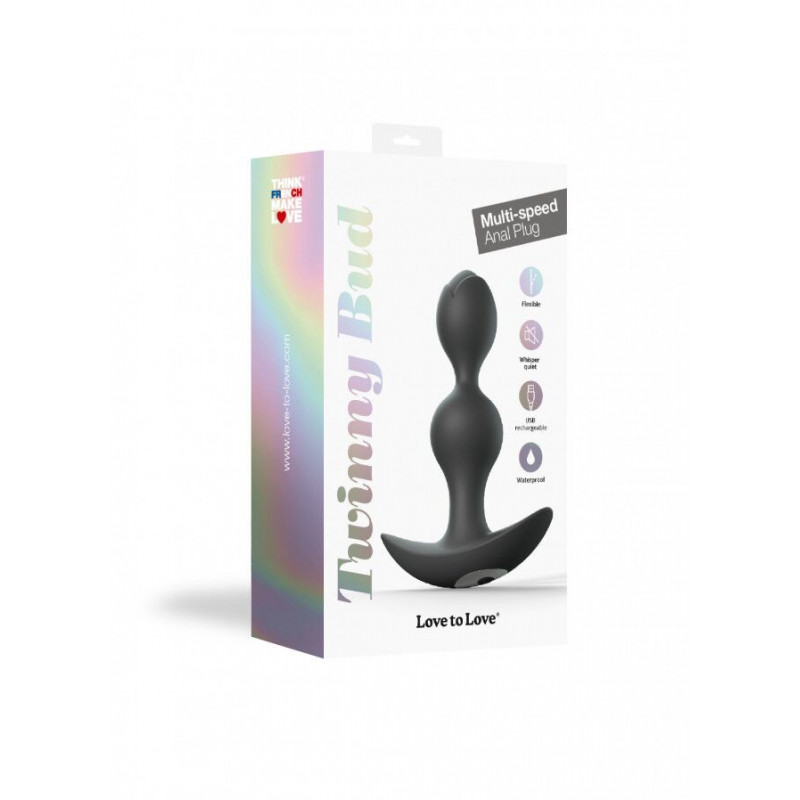 Анальний стимулятор Love To Love TWINNY BUD гнучкий з вібрацією Black - текстура