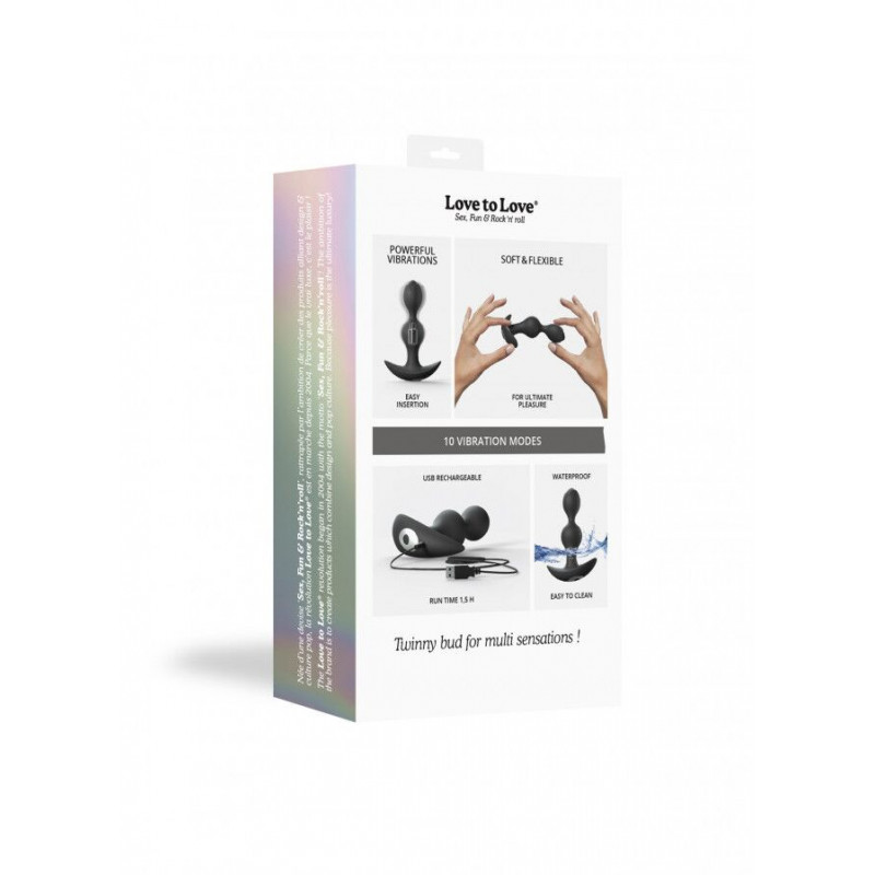 Анальний стимулятор Love To Love TWINNY BUD гнучкий з вібрацією Black - в дії