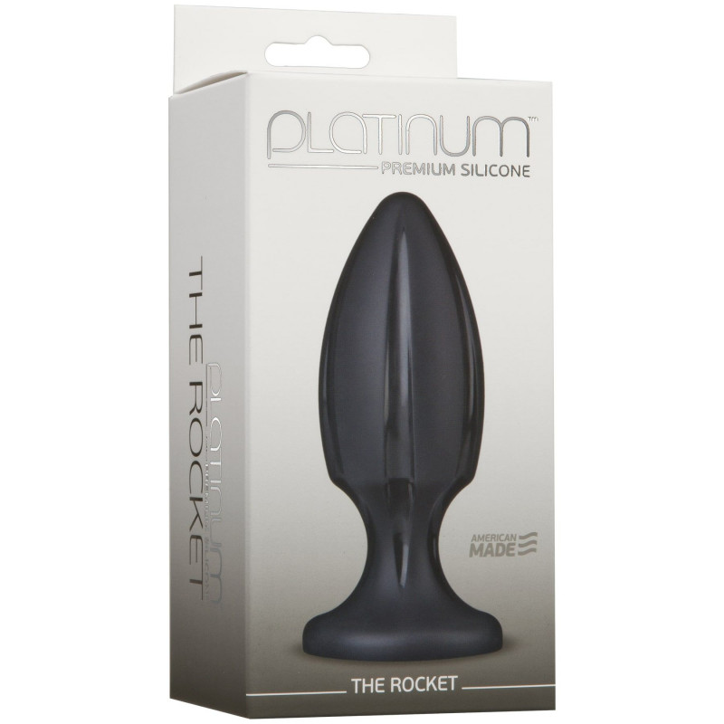 Анальний плаг Doc Johnson The Rocket Platinum Premium Silicone, вигляд збоку, що демонструє форму та текстуру