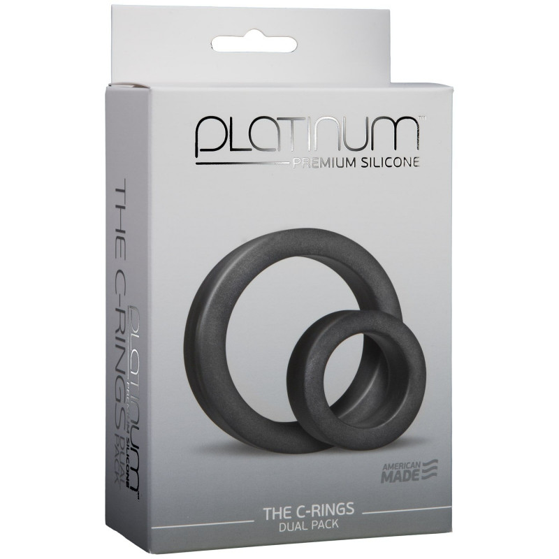 Упаковка набору ерекційних кілець Doc Johnson The C-Rings Platinum Premium Silicone, детальний вигляд збоку.