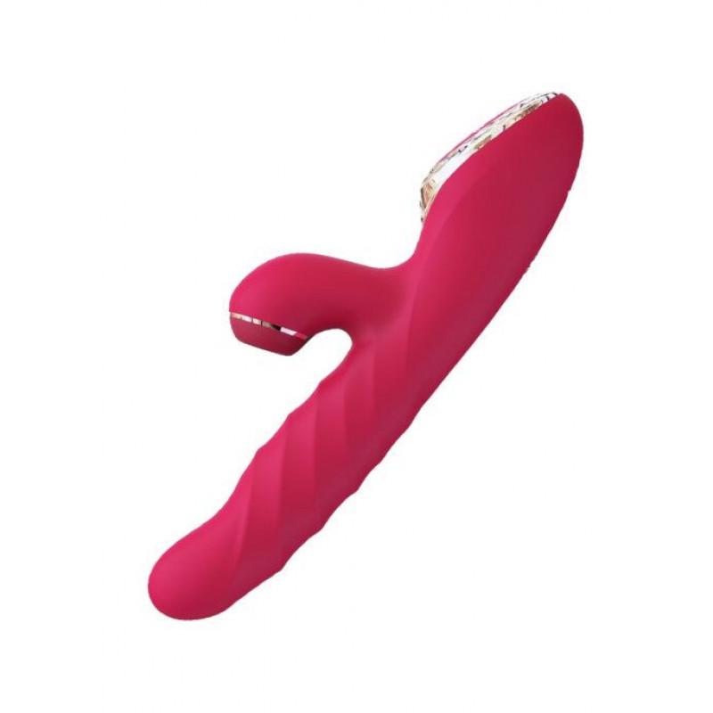 Вібратор-кролик KISSTOY A-King Max червоний, вигляд збоку, демонстрація форми