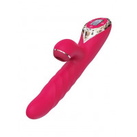 Вибратор-кролик KISSTOY A-King Max с вакуумной стимуляцией и вращающимся стволом, красный