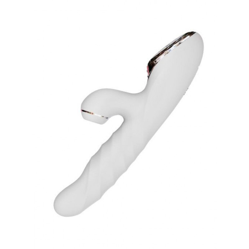 Вібратор-кролик KISSTOY A-King Max White, вид збоку, демонстрація форми