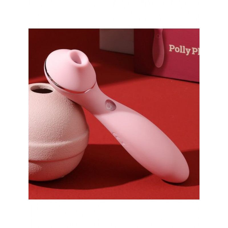 Детальний вигляд вакуумного вібратора KISSTOY Polly Plus Рожевий: текстура силікону, кнопки керування