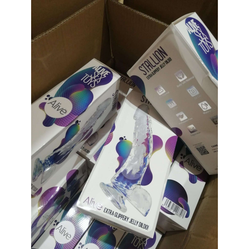 Фалоімітатор Alive Jelly Dildo Stallion прозорий - вид збоку