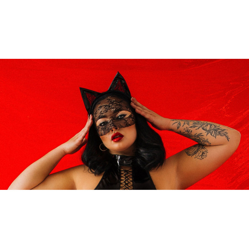 Мереживна маска Кішка D&A - вид збоку, витончена форма