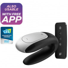 Парний вібратор Satisfyer Double Fun Чорний з пультом ДК — Keks-Hub