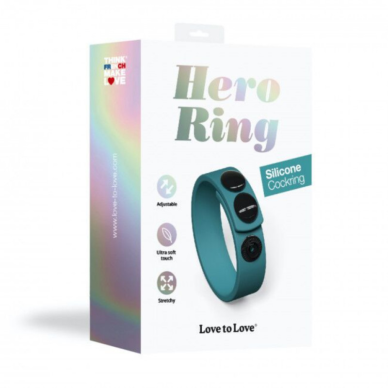 Регульоване ерекційне кільце Love To Love HERO RING TEAL ME, прикладений вигляд, комфорт