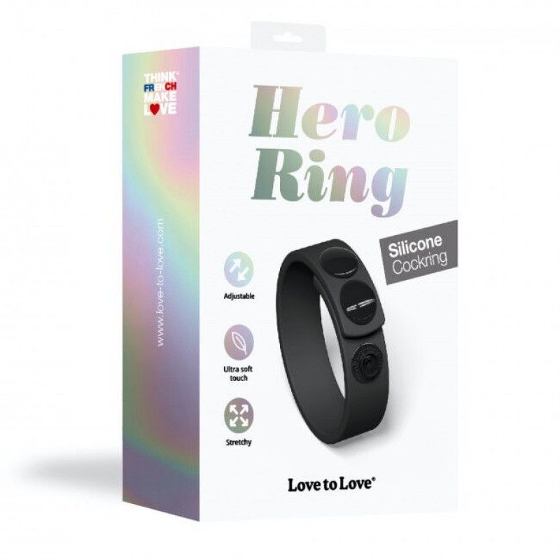 Регульоване ерекційне кільце Love To Love HERO RING BLACK ONYX, вигляд в розгорнутому вигляді