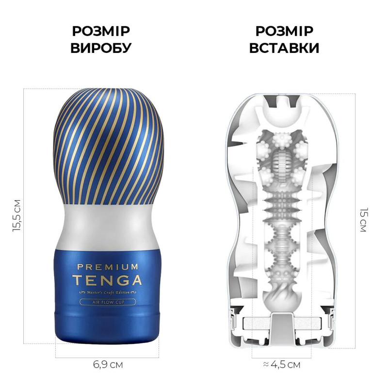 Мастурбатор Tenga Premium Air Flow Cup - вигляд збоку, демонстрація форми