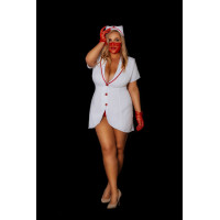 Еротичний костюм медсестри D&A Старанна Луїза XL: халатик, шапочка, рукавички, маска