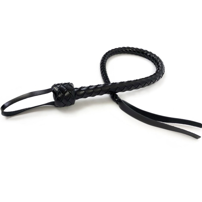 Текстура натуральної шкіри чорного батога Art of Sex Снейк, 80 см