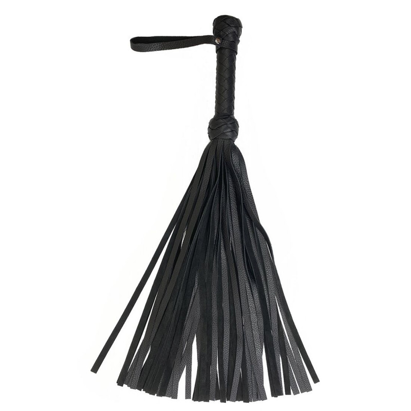 Вид збоку на флогер Art of Sex: деталі натуральної шкіри, довжина хвостів 50см, руків'я 20см