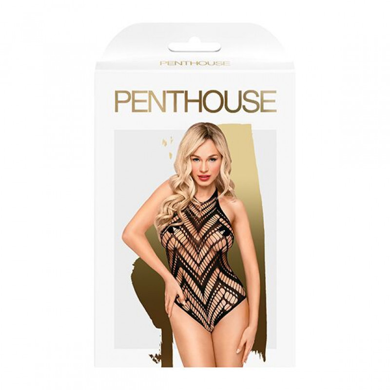 Боді Penthouse Go Hotter Black XL, демонстрація виворітного боку та якості пошиття