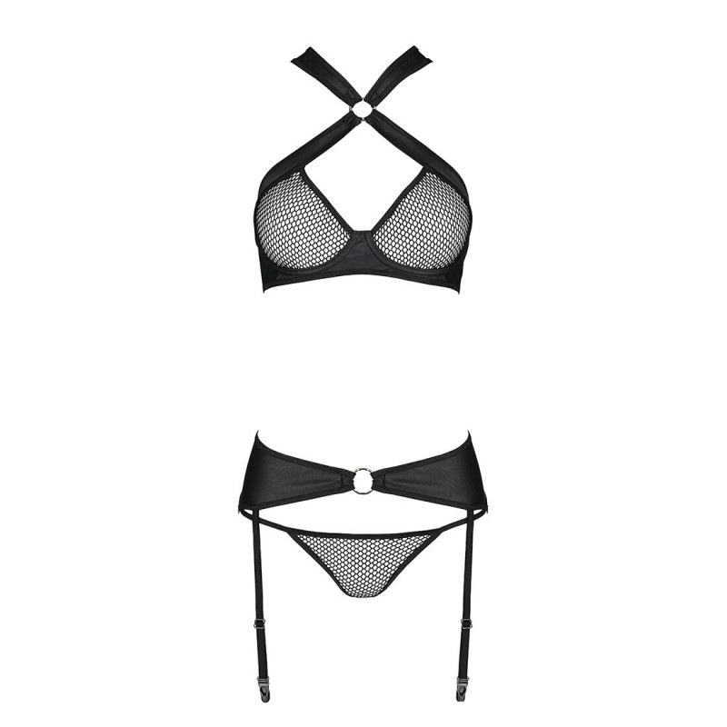 Елегантний дизайн трусиків з сітчастого комплекту Passion AMANDA SET XXL/XXXL, чорний