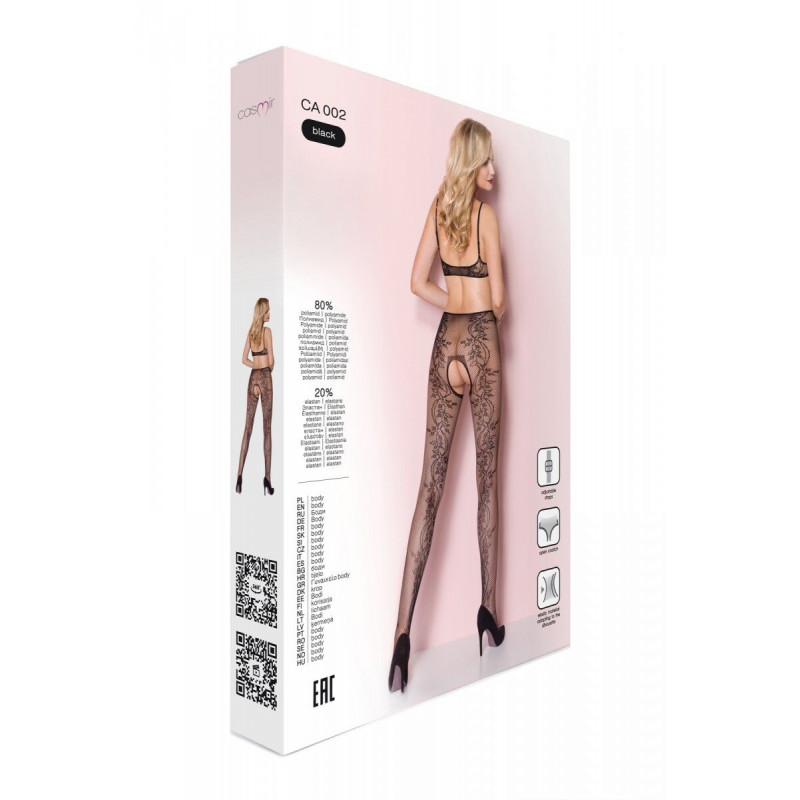 Чорний ажурний бодістокінг Casmir CA002, демонстрація деталей