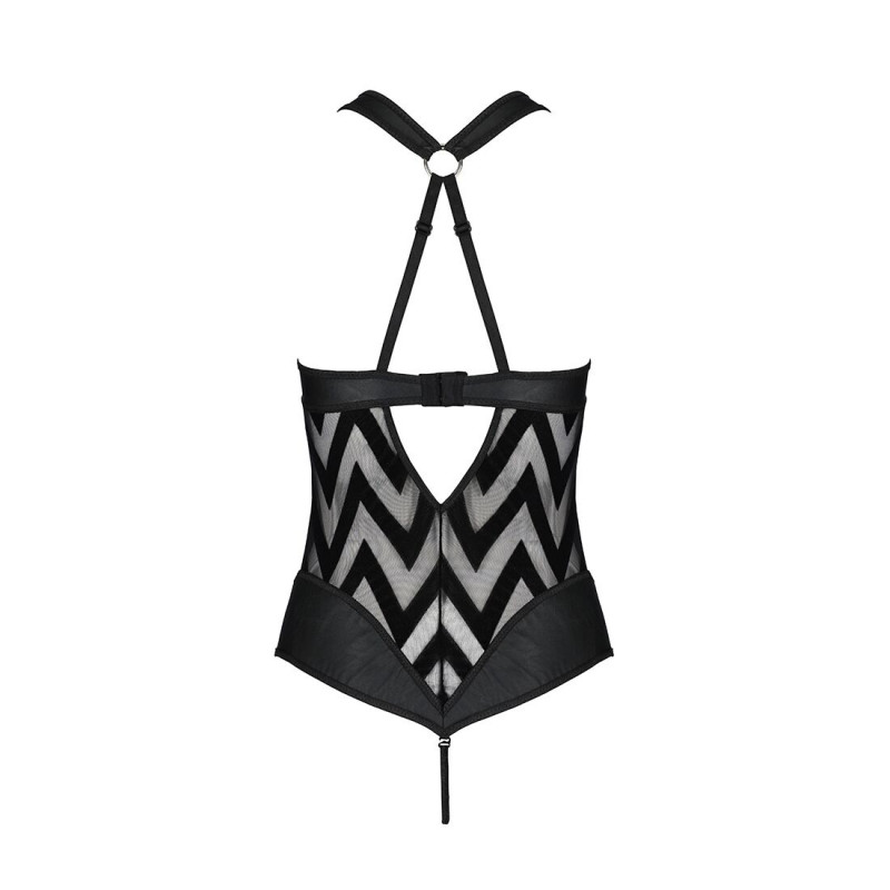 Сітчастий боді Passion Hima з халтером S/M, чорний - деталі халтера