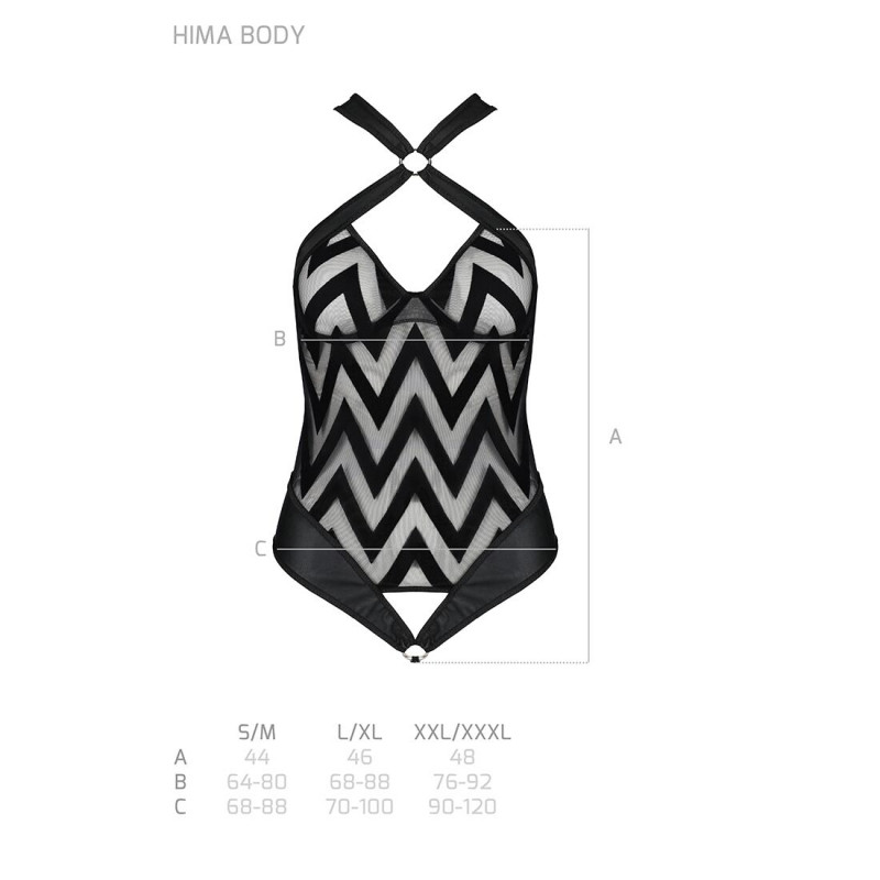 Спинка сітчастого боді Passion Hima Body XXL/XXXL, чорний, з елементами халтер