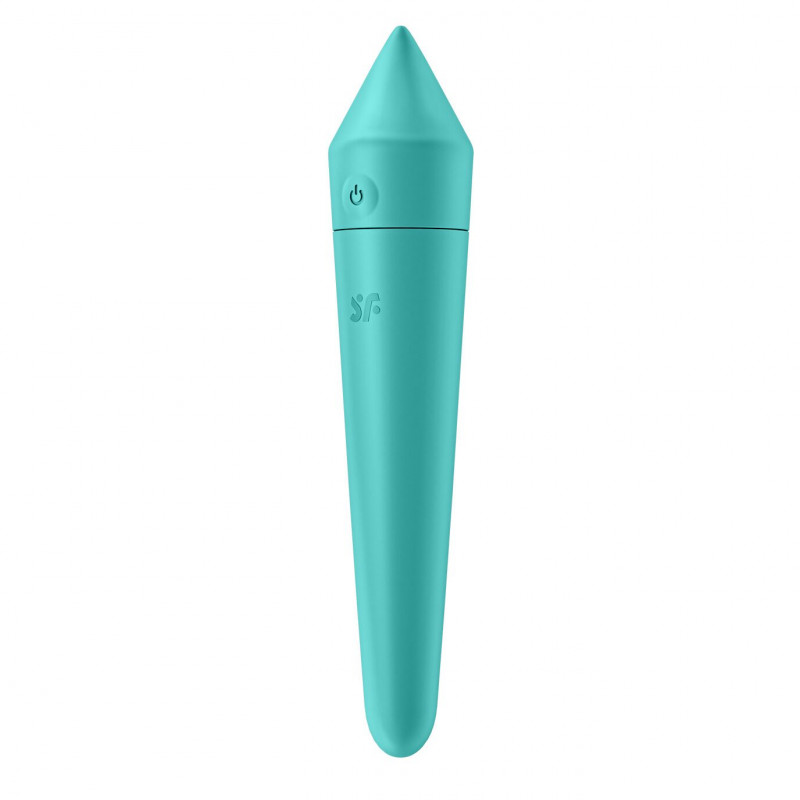 Смарт міні-вібратор Satisfyer Ultra Power Bullet 8 Turquoise, вид збоку, демонструє ергономічний дизайн