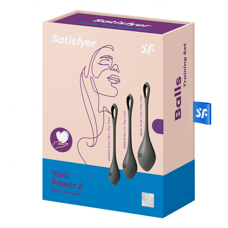 Вага та розміри йоні намистин Satisfyer Yoni Power 2 Black: 2-2.5-3см, 22-44-73г, комфортне використання