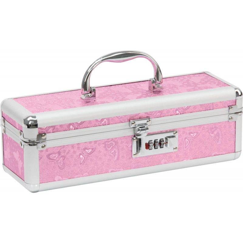 Рожевий кейс для зберігання секс-іграшок BMS Factory The Toy Chest, вид збоку, з висувним ящиком