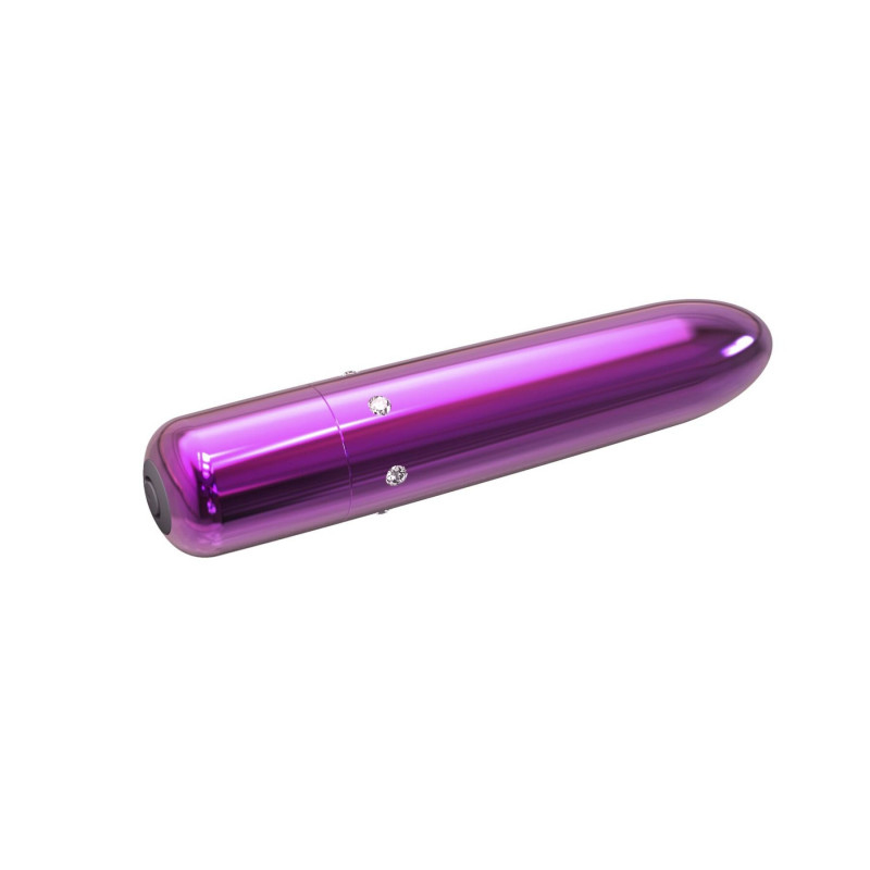 Віброкуля PowerBullet Pretty Point Rechargeable Bullet Purple - вигляд збоку, демонстрація кнопок управління