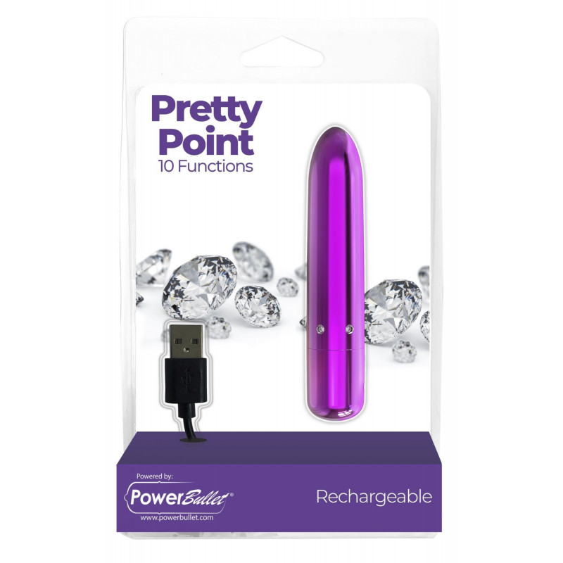 Зарядка віброкулі PowerBullet Pretty Point Rechargeable Bullet Purple - кабель в комплекті