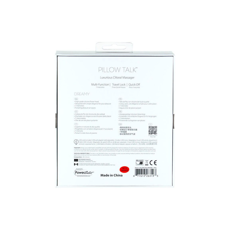 Вакуумний кліторальний стимулятор Pillow Talk Dreamy Teal, повний комплект