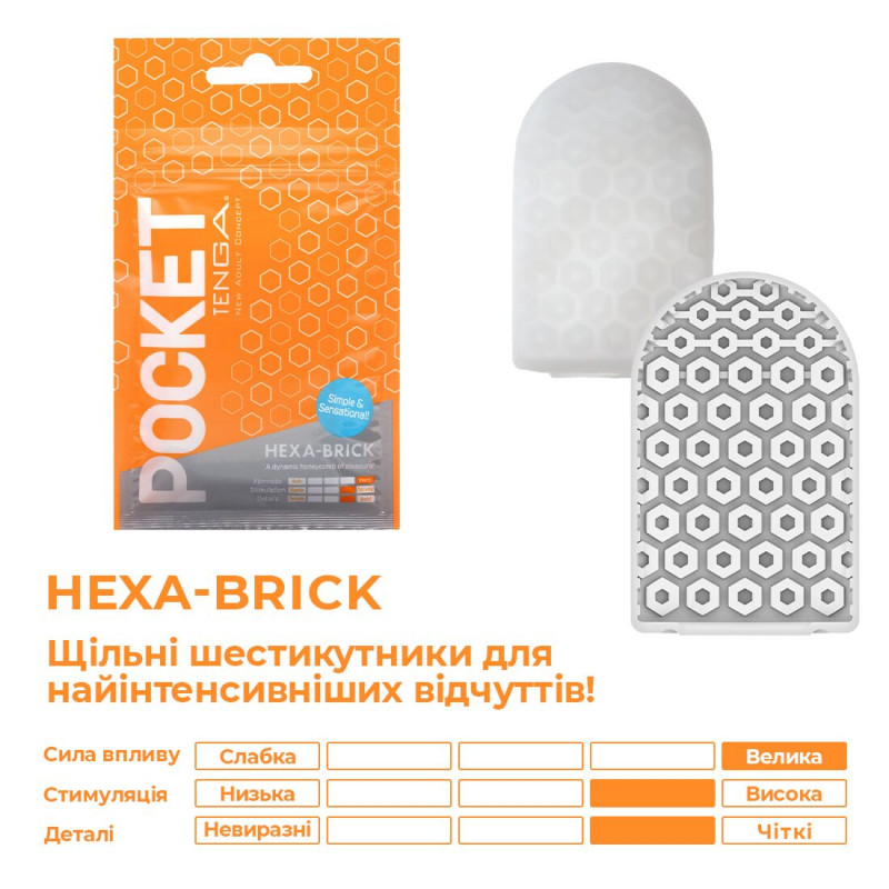 Мастурбатор TENGA Pocket Hexa-Brick, текстура внутрішньої поверхні
