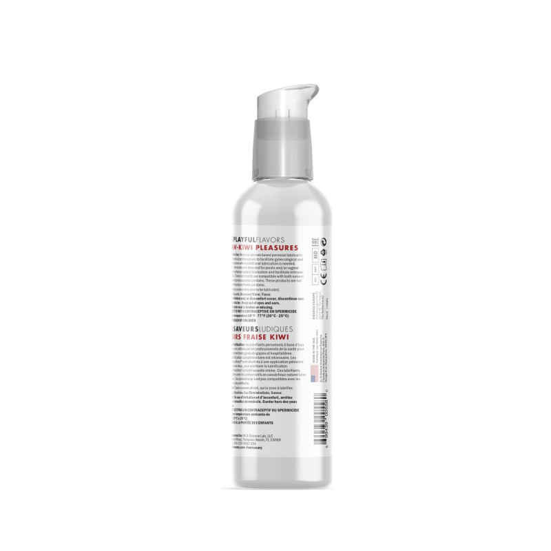 Текстура лубриканта Swiss Navy 4 in 1 Straw-Kiwi Pleasures: прозорий, шовковистий, на водній основі, для приємних відчуттів