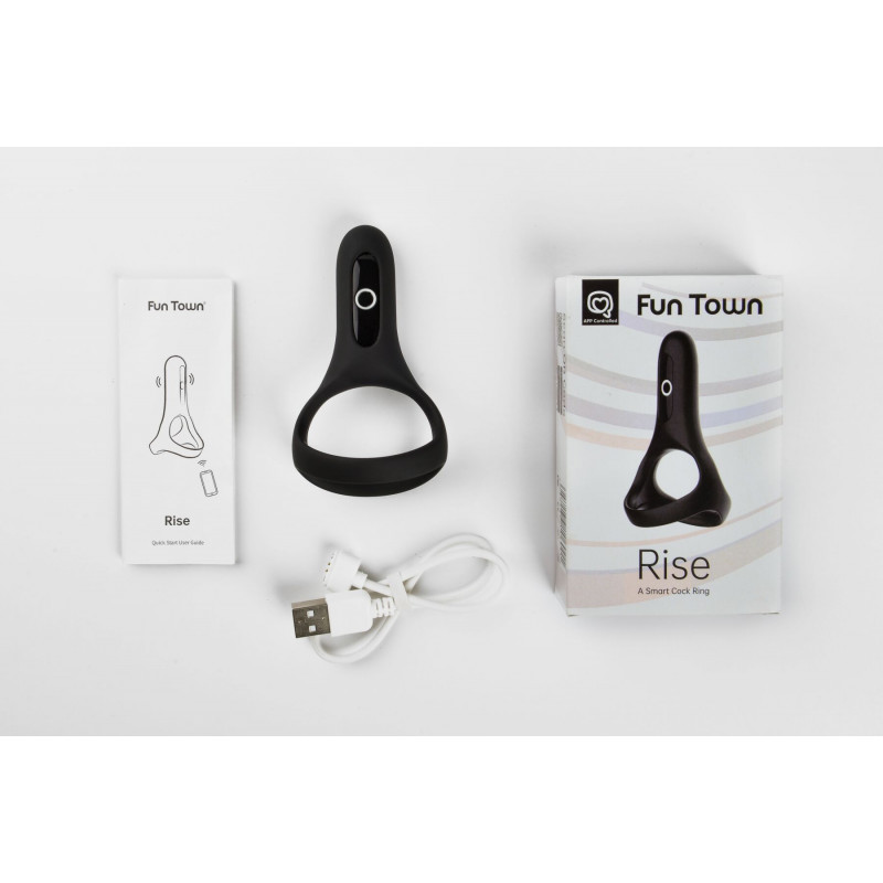 Подвійне ерекційне кільце Fun Town Rise Black, упаковка, що гарантує дискретність доставки