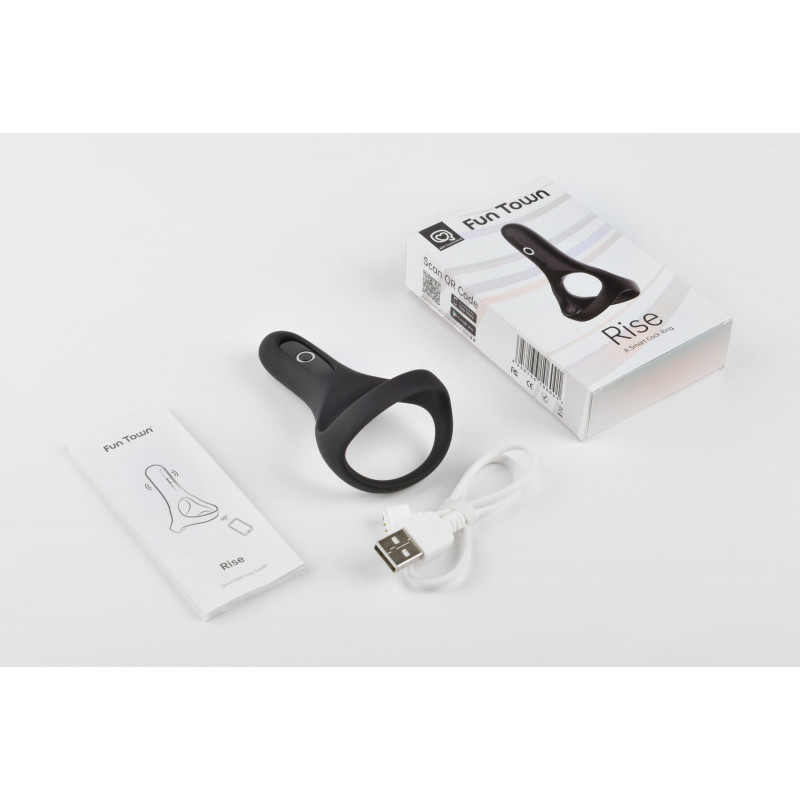Подвійне ерекційне кільце Fun Town Rise Black, деталі дизайну, що забезпечують подвійний ефект